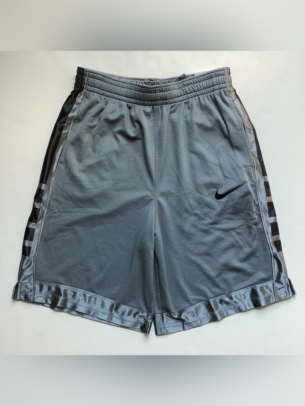 Nike Elite Gray Athletic Performance Shorts with Black Swoosh